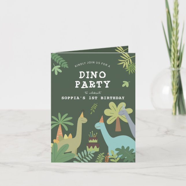 Invitación de cumpleaños de Dino Friends (Anverso)