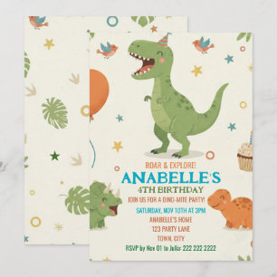 Invitación de cumpleaños de Dino lindo