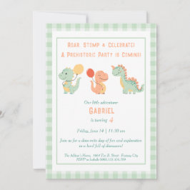 Invitación de cumpleaños de Dino-Mite - Roar, Stom