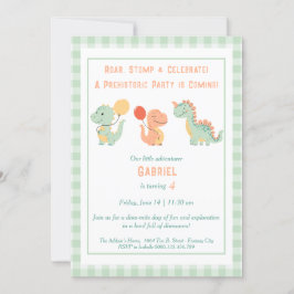 Invitación de cumpleaños de Dino-Mite - Roar, Stom