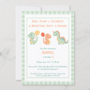 Invitación de cumpleaños de Dino-Mite - Roar, Stom