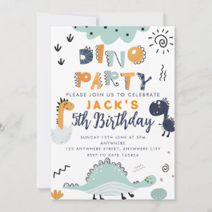 Invitación de cumpleaños de Dino Party Kids 5º cum