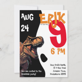 Invitación de cumpleaños de Dino rugiente T-Rex fe