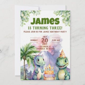 Invitación de cumpleaños de Dinosaur