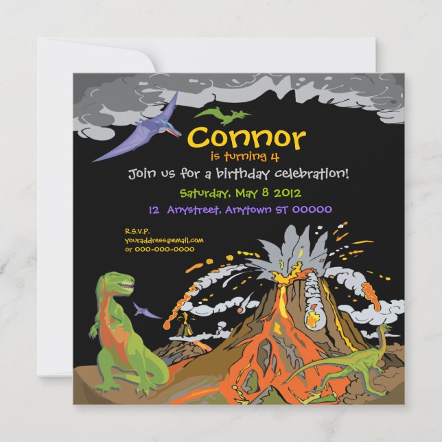Invitación de cumpleaños de Dinosaur (Anverso)