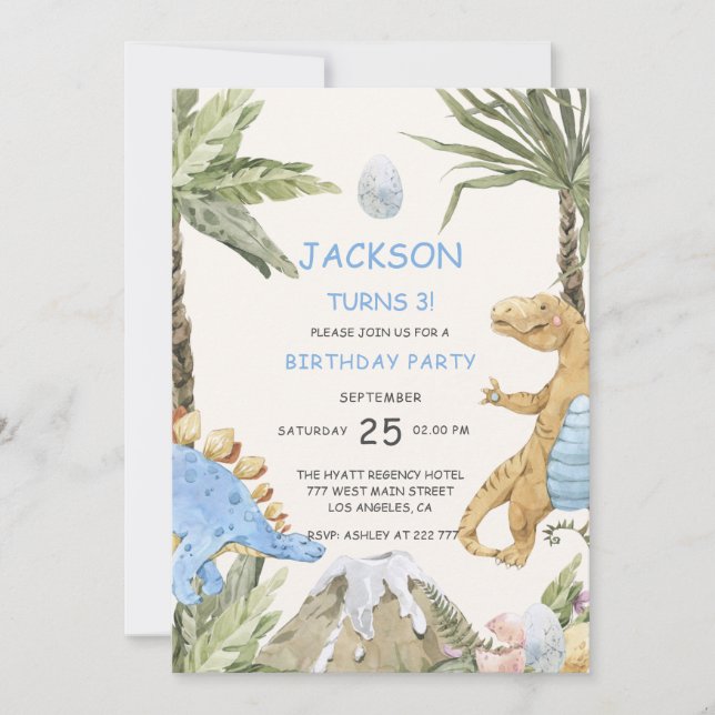 Invitación de cumpleaños de Dinosaur (Anverso)