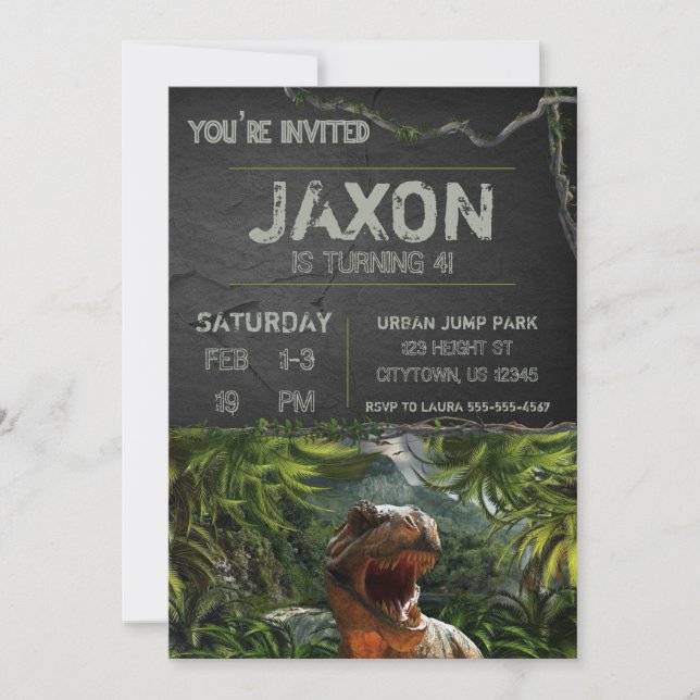 Invitación de cumpleaños de Dinosaur (Anverso)