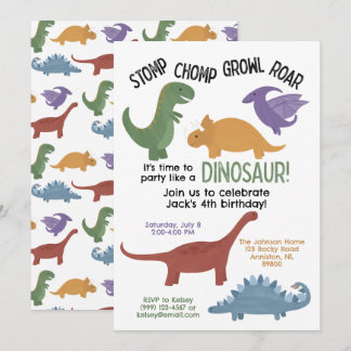 Invitación de cumpleaños de Dinosaur