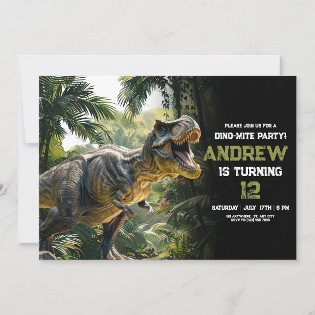 Invitación de cumpleaños de Dinosaur, cumpleaños d (Anverso)