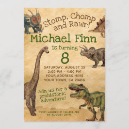 Invitación de cumpleaños de Dinosaur, invitación d