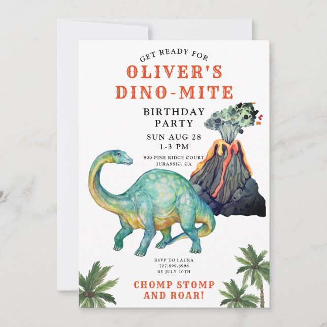 Invitación de cumpleaños de Dinosaur Kid (Anverso)
