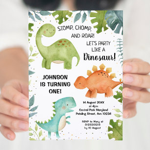 Invitación de cumpleaños de Dinosaur para el prime