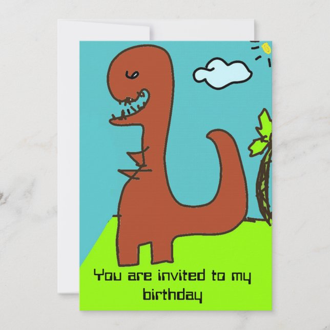 Invitación de cumpleaños de Dinosaur para niño (Anverso)