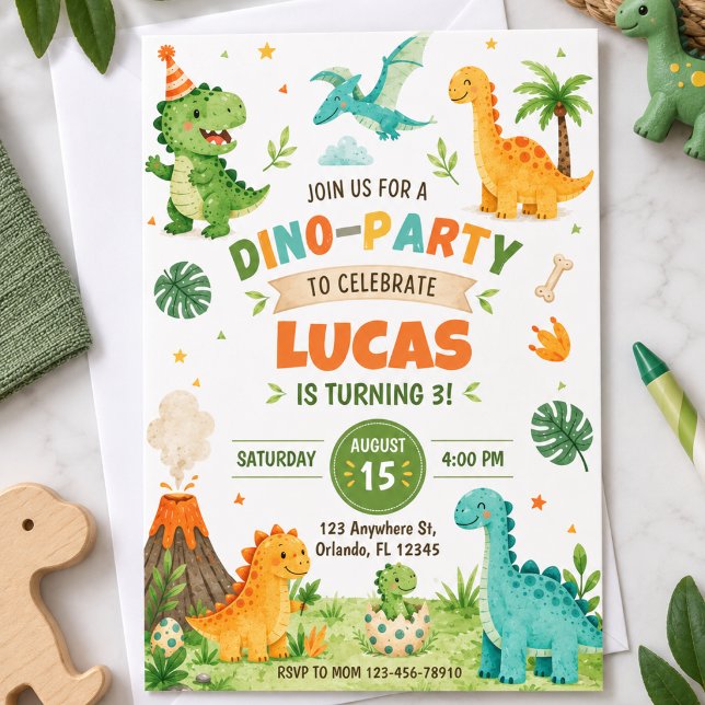 Invitación de cumpleaños de dinosaurio (Subido por el creador)