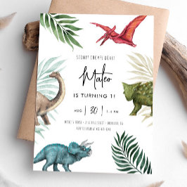 Invitación de cumpleaños de dinosaurio a cualquier