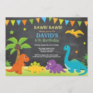 Invitación de cumpleaños de dinosaurio Chalkboard
