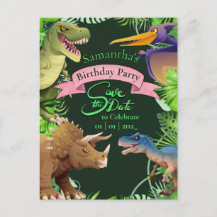 Invitación de cumpleaños de dinosaurio chica