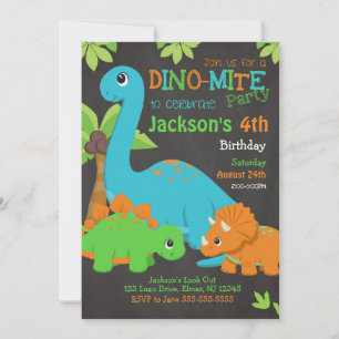 Invitación de cumpleaños de Dinosaurio Chico / Fie