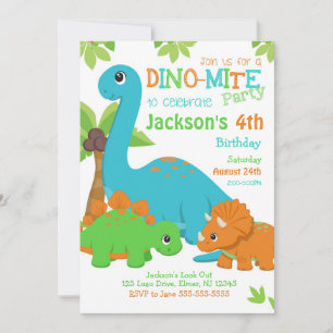 Invitación de cumpleaños de Dinosaurio Chico / Fie