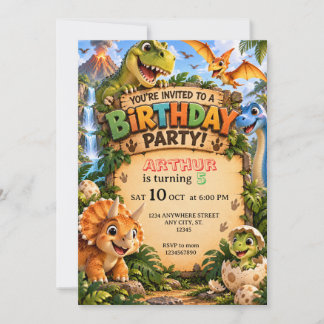 Invitación de cumpleaños de dinosaurio | Cualquier
