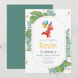 Invitación de cumpleaños de dinosaurio, cumpleaños
