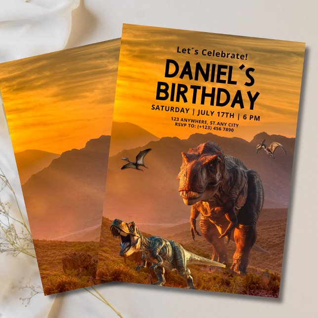 Invitación de cumpleaños de dinosaurio, cumpleaños (Subido por el creador)