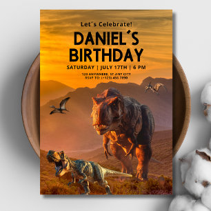 Invitación de cumpleaños de dinosaurio, cumpleaños