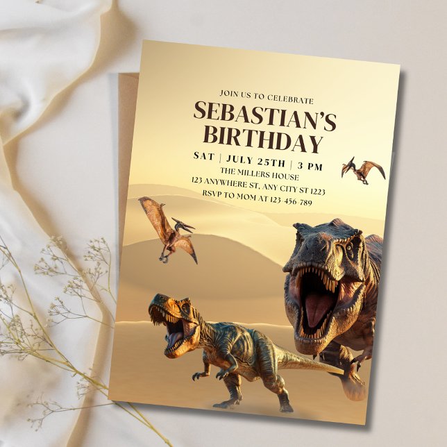 Invitación de cumpleaños de dinosaurio, cumpleaños (Subido por el creador)