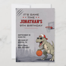 Invitación de cumpleaños de dinosaurio de balonces