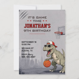Invitación de cumpleaños de dinosaurio de balonces
