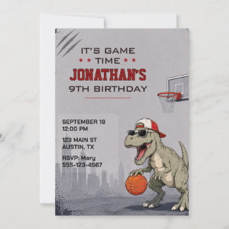 Invitación de cumpleaños de dinosaurio de balonces