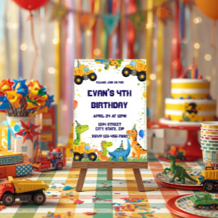 Invitación de Cumpleaños de Dinosaurio de Construc