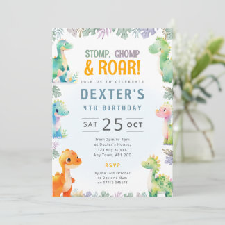 Invitación de cumpleaños de dinosaurio de temática