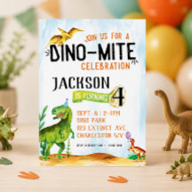 Invitación de cumpleaños de dinosaurio Dino-Mite