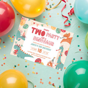 Invitación de cumpleaños de dinosaurio dos. Dino c