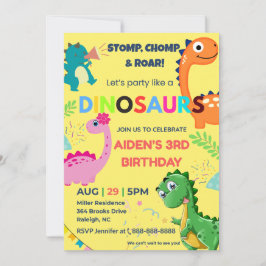 Invitación de cumpleaños de dinosaurio editable