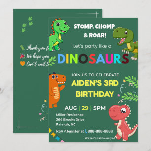 Invitación de cumpleaños de dinosaurio editable