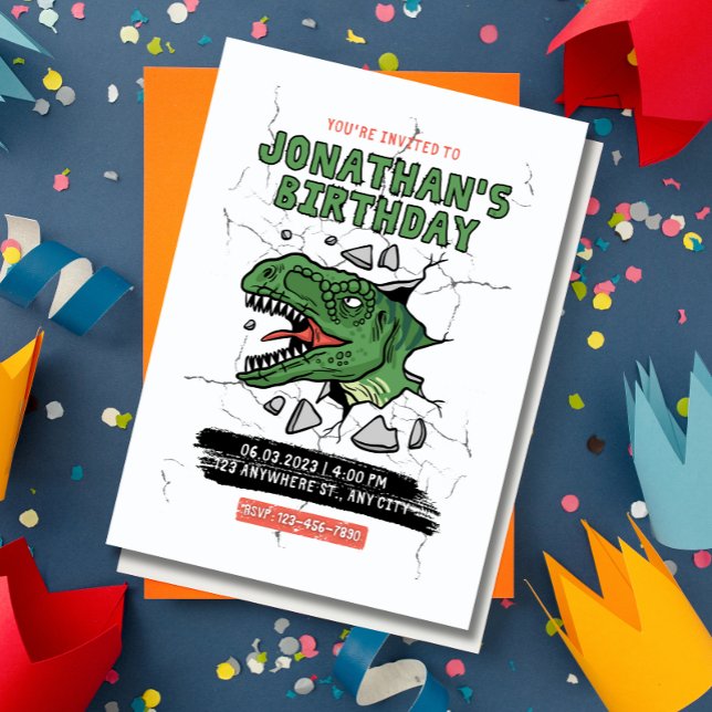 Invitación de cumpleaños de dinosaurio editable, f (Subido por el creador)