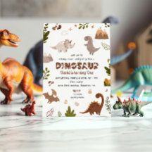Invitación de cumpleaños de dinosaurio en acuarela