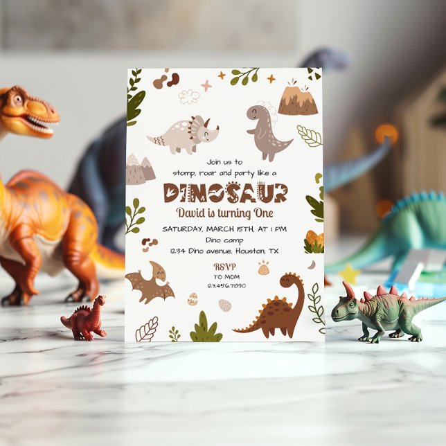 Invitación de cumpleaños de dinosaurio en acuarela (Subido por el creador)