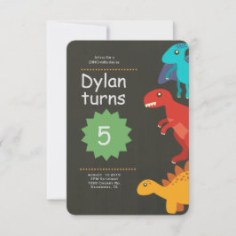 Invitación de cumpleaños de dinosaurio, fiesta de 