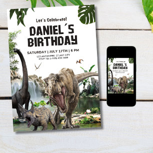 Invitación de cumpleaños de dinosaurio Fiesta de c
