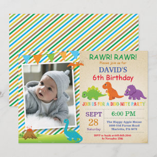 Invitación de cumpleaños de dinosaurio Fiesta de D