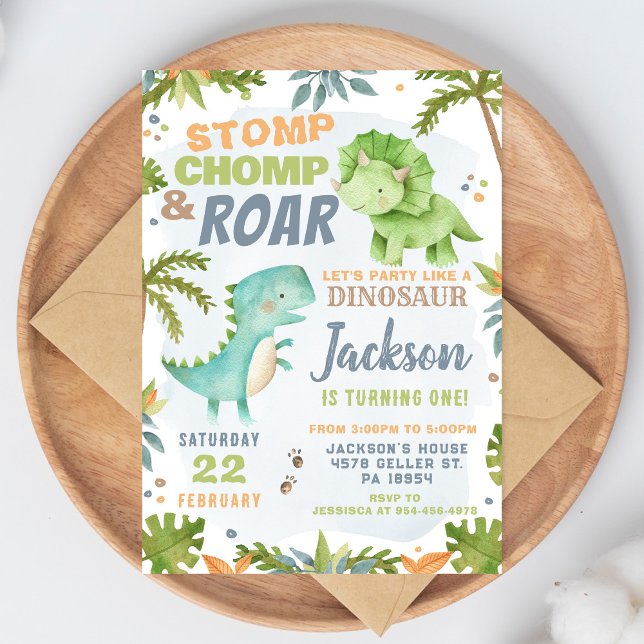 Invitación de cumpleaños de dinosaurio Fiesta de D (Subido por el creador)