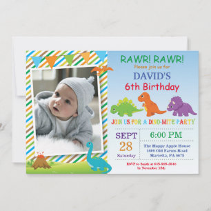 Invitación de cumpleaños de dinosaurio Fiesta de D