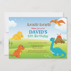 Invitación de cumpleaños de dinosaurio Fiesta de D