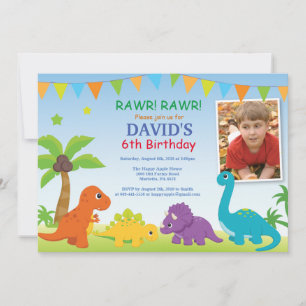 Invitación de cumpleaños de dinosaurio Fiesta de D