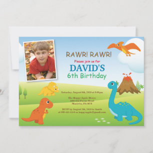 Invitación de cumpleaños de dinosaurio Fiesta de D