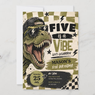 Invitación de cumpleaños de dinosaurio Five is a V