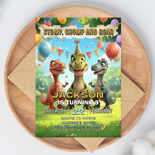 Invitación de Cumpleaños de Dinosaurio Invitación  (Subido por el creador)